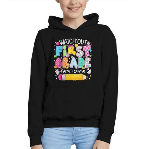 Watch Out First Grade Here I Come Back To School Boy Kids Graphic Youth Hoodie - Savourry