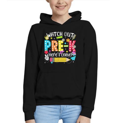 Watch Out Pre-K Here I Come Kinder Back To School Pre-K Kids Graphic Youth Hoodie - Savourry