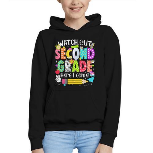 Watch Out Second Grade Here I Come Back To School Boys Girls Graphic Youth Hoodie - Savourry