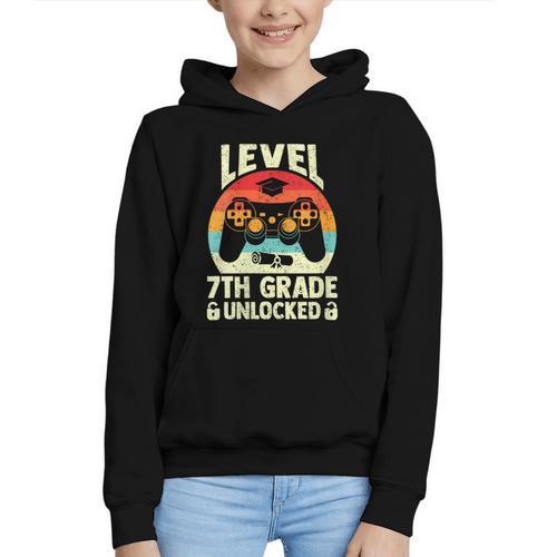 Women's Level 7th Grade Unlocked Back To School 7th Grade Boys Graphic Youth Hoodie - Savourry