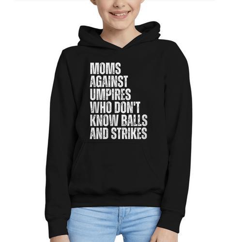 Women's Moms Against Umpires Parents Mom Baseball Sarcastic Graphic Youth Hoodie - Sportilla