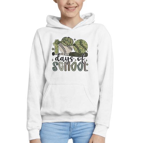 100 Days Of School Baseball Camo Cap Kids Boys 100th Day Graphic Youth Hoodie - Sportilla