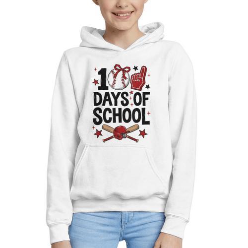 100 Days Of School Coquette Bow Baseball 100th Day Girl Kid Graphic Youth Hoodie - Sportilla