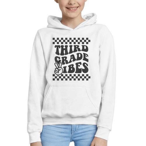 1st Day Of 3rd Grade Vibes Retro Girls Back To School Boys Graphic Youth Hoodie - Savourry