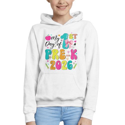 My 1st Day Of Pre-K 2026 Back To School Bow PreK Kids Girls Graphic Youth Hoodie - Savourry