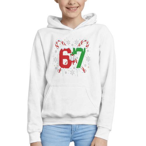 67 Baseball Christmas Candy Cane Snowflake Holiday Sports Graphic Youth Hoodie - Sportilla