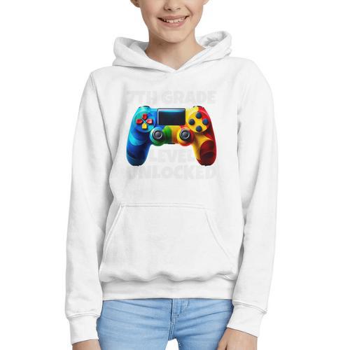 7th Grade Level Unlocked Back To School Gamer Boys Girls Graphic Youth Hoodie - Savourry