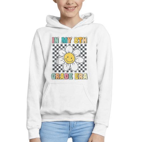 In My 8th Grade Era Retro Groovy Eighth Grade Back To School Graphic Youth Hoodie - Savourry