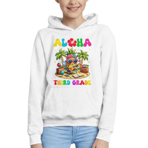 Aloha Third Grade Pineapple Hawaii Back To School Kids Girl Performance Graphic Youth Hoodie - Savourry