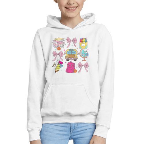 Back To School Coquette School Bus Pencil Graphic Youth Hoodie - Savourry