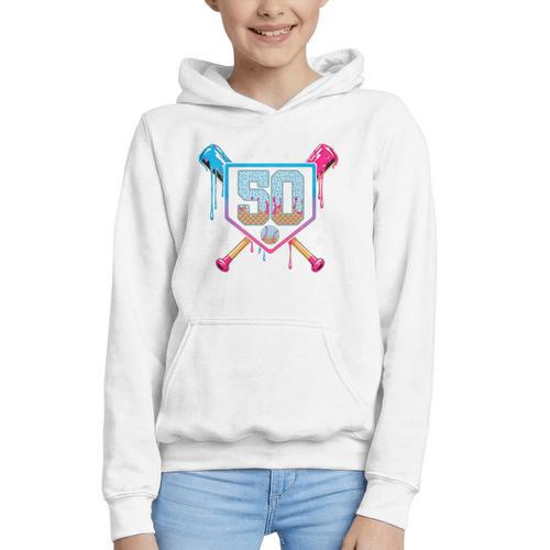 Baseball 50 Year Old Ice Cream Drip 50th Birthday Number 50 Graphic Youth Hoodie - Sportilla