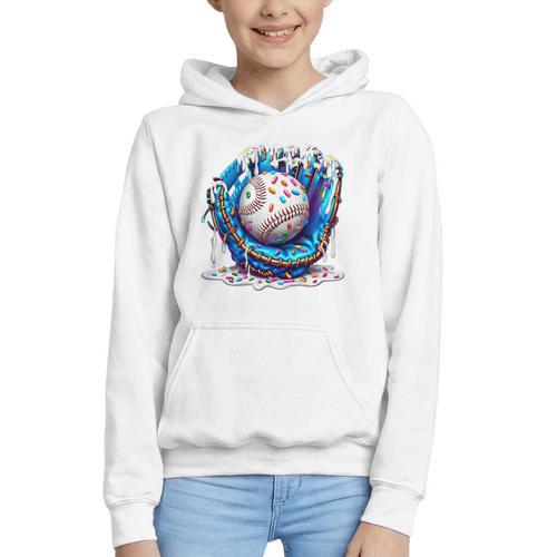Baseball Drip For Boys Ice Cream Drip Youth Baseball Boys Premium Tri-Blend Graphic Youth Hoodie - Sportilla