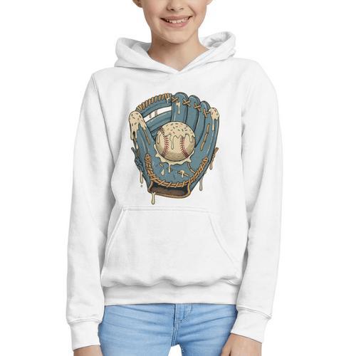 Baseball Drip Ice Cream Glove With Sprinkles And Ball Youth Premium Tri-Blend Graphic Youth Hoodie - Sportilla