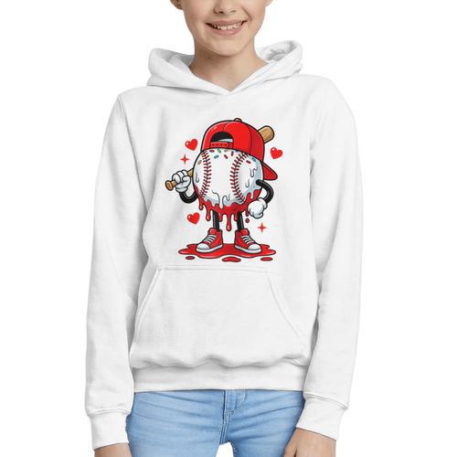 Baseball Drip Icecream Apparel Youth Boy Valentine Raglan Baseball Tee Graphic Youth Hoodie - Sportilla