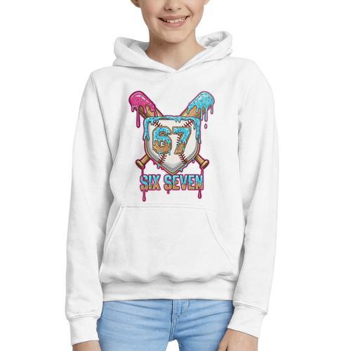 Baseball Drip Number 67 Player 6-7 Six Seven Meme Gen Alpha Graphic Youth Hoodie - Sportilla
