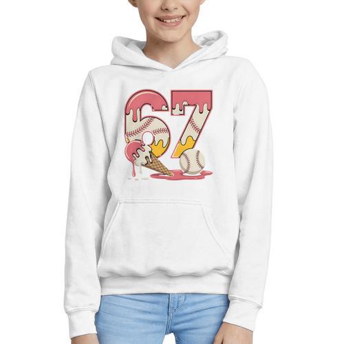 Baseball Drip Number 67 Player Ice Cream Or 67th Birthday Graphic Youth Hoodie - Sportilla