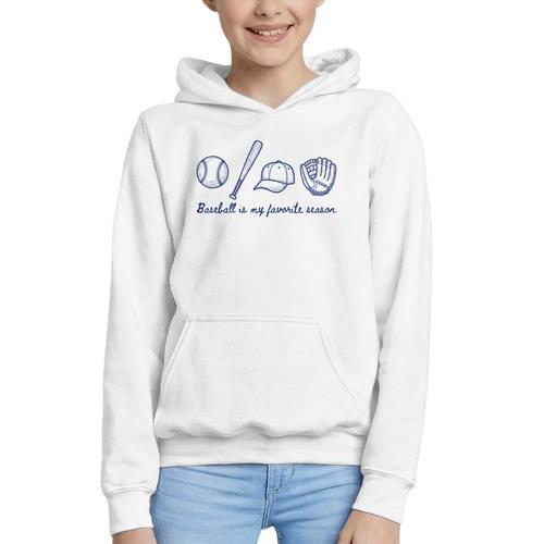 Baseball Is My Favorite Season Sports Minimalist Line Art Graphic Youth Hoodie - Sportilla