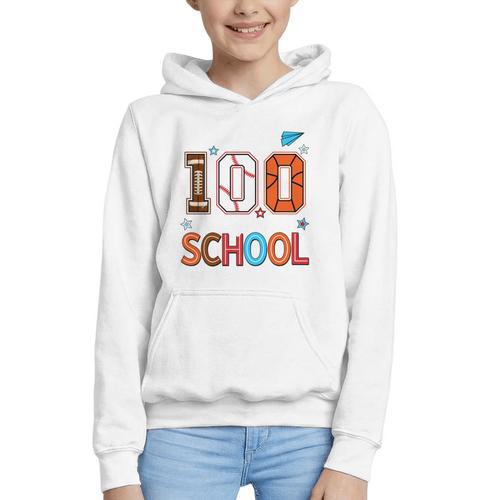 Baseball Football Basketball I Survived 100 Days Of School Graphic Youth Hoodie - Sportilla