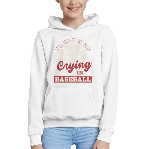 Baseball Game Day There Is No Crying In Baseball Graphic Youth Hoodie - Sportilla