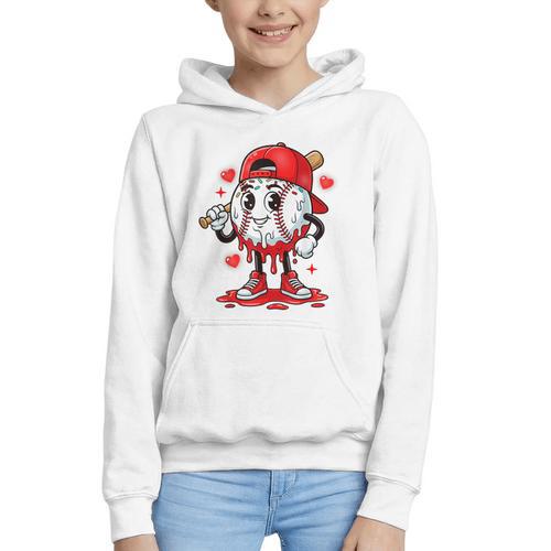 Baseball Ice Cream Valentine Dripping Game Day Men Boys Kids Graphic Youth Hoodie - Sportilla