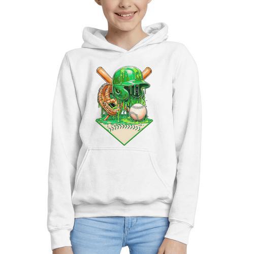 Baseball Life Style Ice Cream Drip Green Premium Tri-Blend Graphic Youth Hoodie - Sportilla