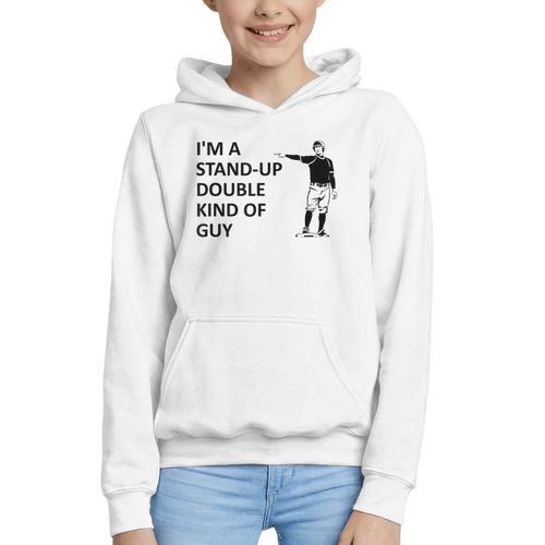 Baseball Pun Saying I'm a Stand Up Double Type Of Guy Graphic Youth Hoodie - Sportilla