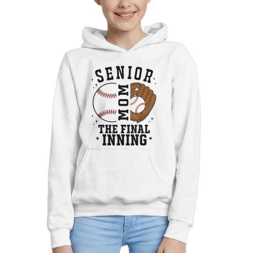 Baseball Senior Mom 2026 The Final Inning Graphic Youth Hoodie - Sportilla