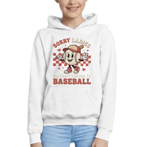 Boys & Women Men Baseball Valentine With Hearts Sporty Love Graphic Youth Hoodie - Sportilla