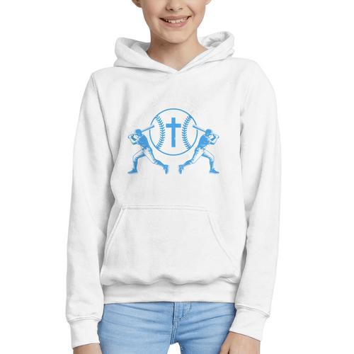 Boys Baseball Christian-Shirt Softball I Can Do All Things Graphic Youth Hoodie - Sportilla
