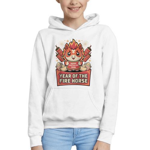 Chinese New Year 2026 Fire Horse Celebration Raglan Baseball Tee Graphic Youth Hoodie - Sportilla