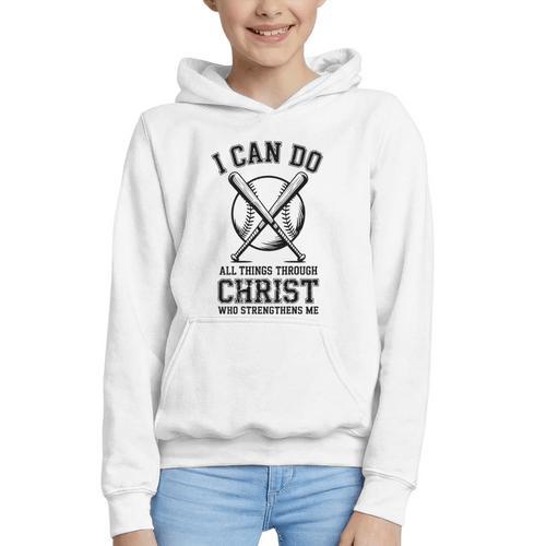 Christian Baseball Philippians 4 Graphic Youth Hoodie - Sportilla