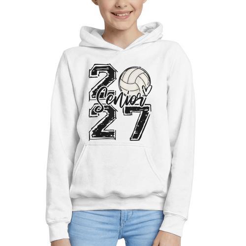 Class Of 2027 Volleyball Senior 2027 Back To School Graphic Youth Hoodie - Savourry