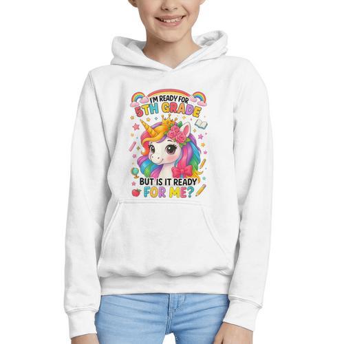 Crush Fifth Grade Girls Back To School Unicorn First Day Graphic Youth Hoodie - Savourry