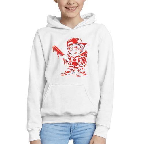 Drippy Baseball Mascot Valentine Heart Glasses Cartoon Graphic Youth Hoodie - Sportilla
