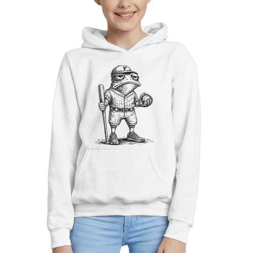 Frog Basketbal Men Women Grumpy Frog Playing Baseball Graphic Youth Hoodie - Sportilla