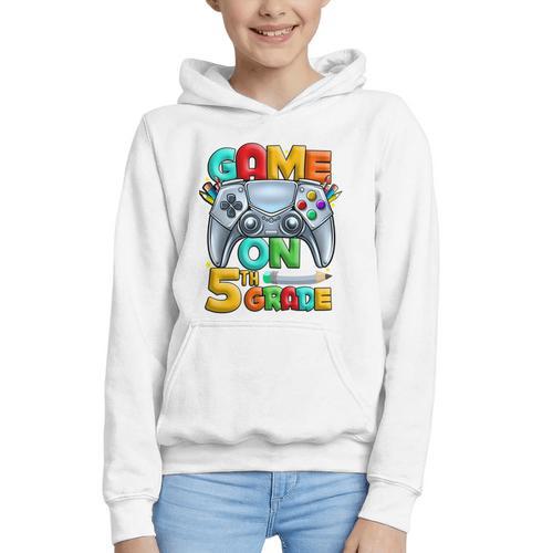 Game On 5th Grade Back To School 5th Grade Level Unlocked Performance Graphic Youth Hoodie - Savourry