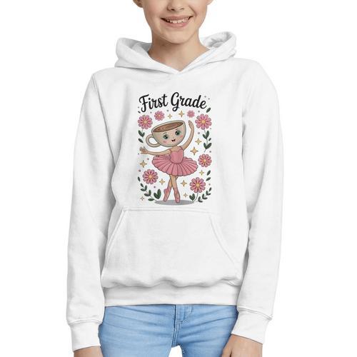 Girls Back To School Cappuccina Italian Brainrot First Grade Graphic Youth Hoodie - Savourry
