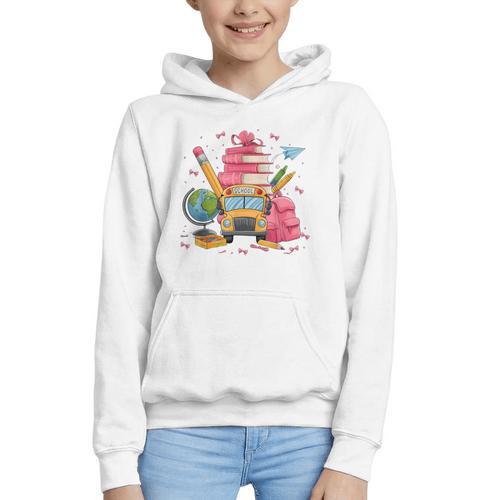 Girls Cute Pink Bows Coquette Aesthetic Back To School Graphic Youth Hoodie - Savourry