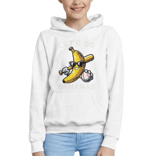 Lets Go Bananas Baseball Retro Sports Boys Kids Men Youth Premium Tri-Blend Graphic Youth Hoodie - Sportilla