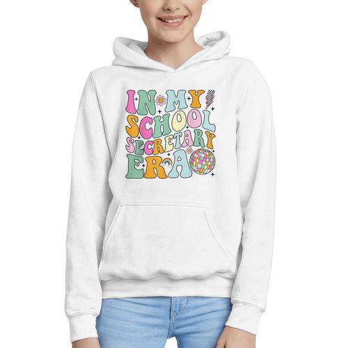 Groovy In My School Secretary Era Back To School Graphic Youth Hoodie - Savourry