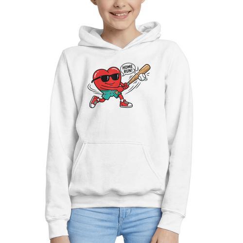 Heart Valentines Day Baseball Men Boys Kids Teens Graphic Youth Hoodie - Sportilla