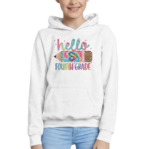 Hello Fourth Grade Tie Dye Pencil Back To School 4th Grade Graphic Youth Hoodie - Savourry