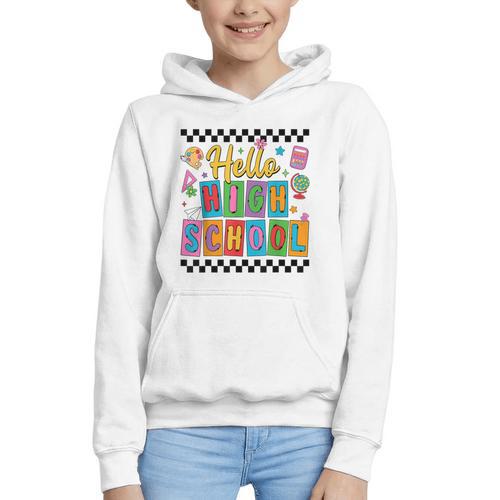 Hello Highshool First Day Of School Back To School Boy Girls Graphic Youth Hoodie - Savourry