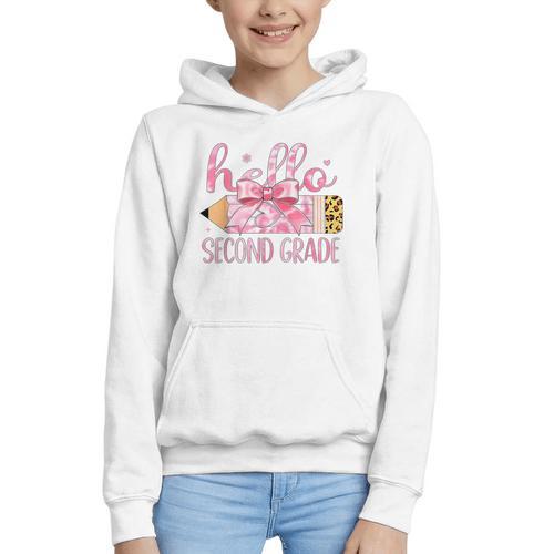 Hello Second Grade Pencil Tie Dye Coquette Back To School Graphic Youth Hoodie - Savourry
