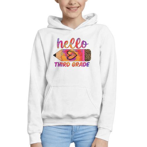 Hello Third Grade Back To School Pencil Tie Dye 3rd Grade Performance Graphic Youth Hoodie - Savourry