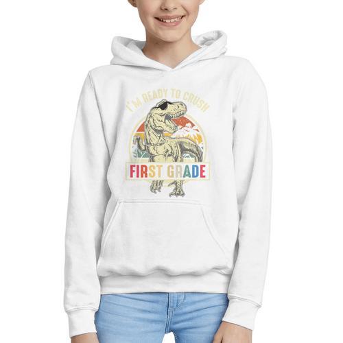 I'm Ready To Crush First Grade Dinosaur T Rex Back To School Performance Graphic Youth Hoodie - Savourry