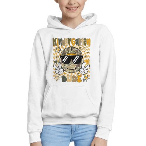 Kindergarten Camo Camouflage Smile Face Back To School Kids Graphic Youth Hoodie - Savourry