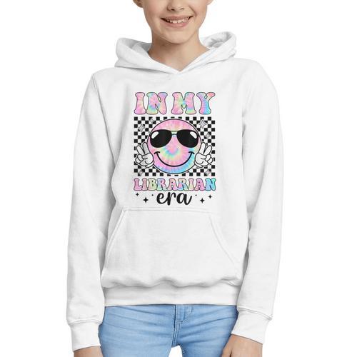 In My Librarian Era Groovy Tie Dye Back To School Graphic Youth Hoodie - Savourry