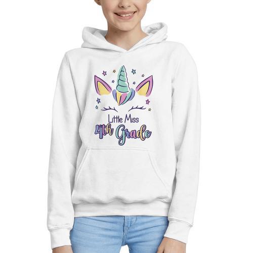 Little Miss Fourth Grade 2026 Back To School 4th Grade Girls Graphic Youth Hoodie - Savourry