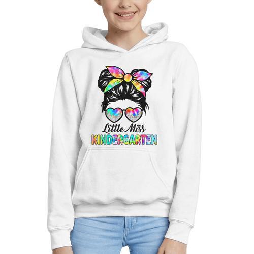 Little Miss KINDERGARTEN First Day Back To School Girls Kids Graphic Youth Hoodie - Savourry